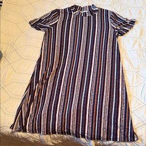 BCBGeneration Navy and White Striped Midi Dress